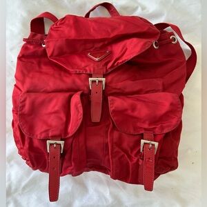 AuthenticRed Prada Nylon Knapsack